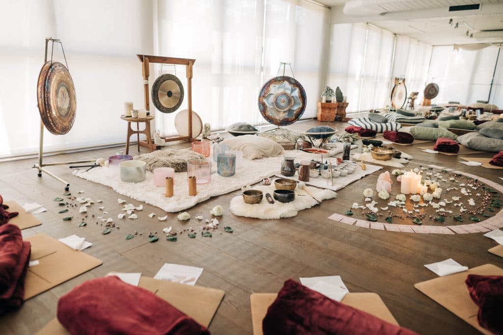 Sound bath wellness session in Ibiza